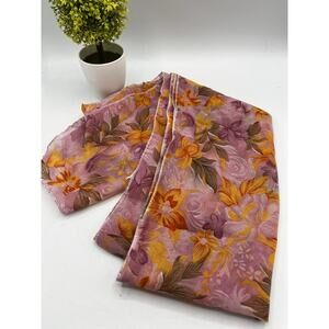 Pink Mauve Floral Tropical Sheer Scarf Wrap 13x80 Inch Boho Festival Y2K